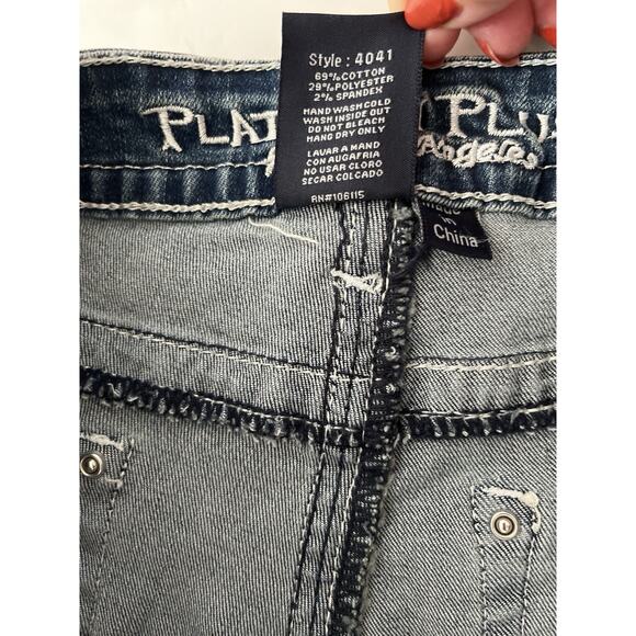 Platinum Plush Bootcut Jeans Women 11 Angel Wings Rhinestone Style 4041 Western - Picture 5 of 11